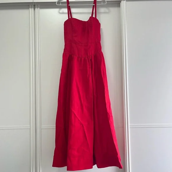 “💖Sale” Reformation Katarin Linen Dress - Lipstick - Picture 4 of 6